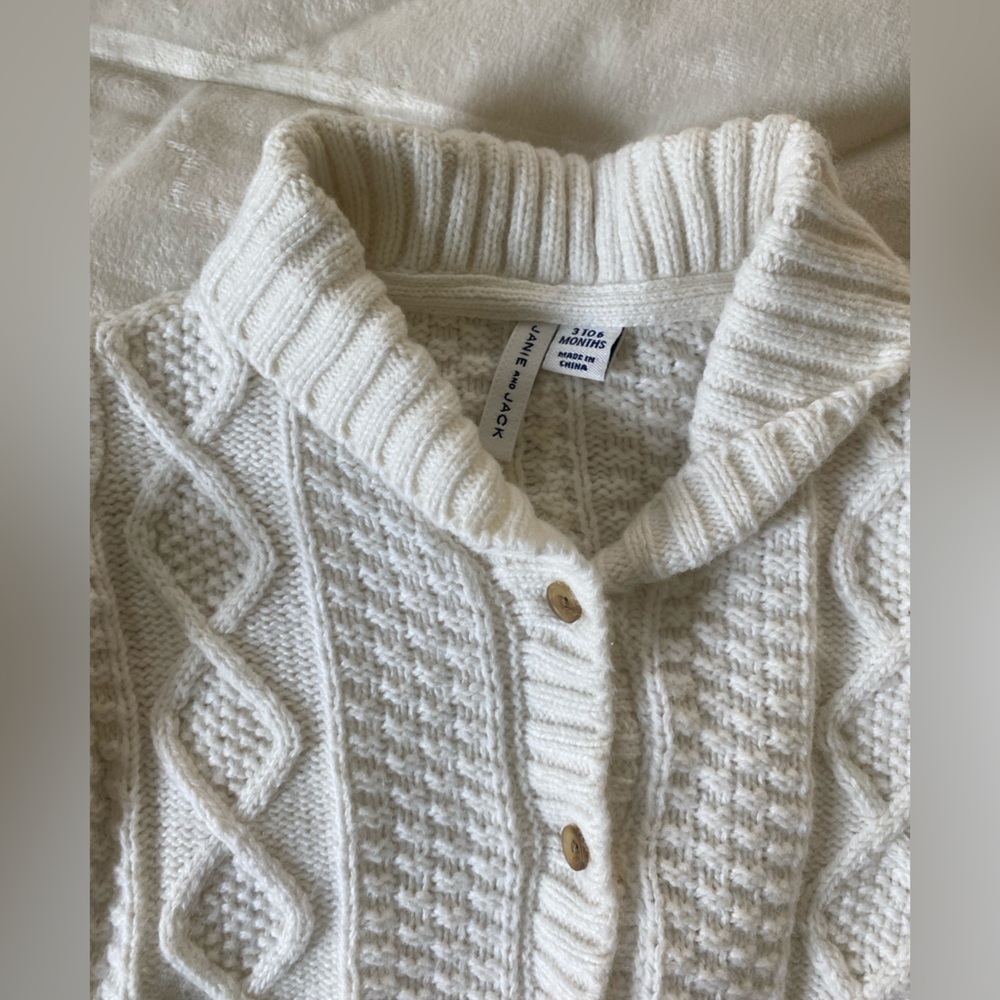 Janie and Jack Cream Cable Knit Cardigan Sweater - Picture 2 of 7